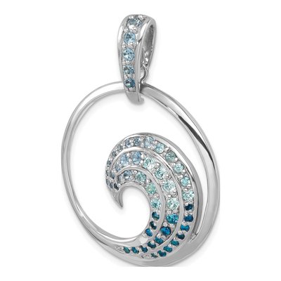 Sterling Silver CZ Wave Pendant – view 5
