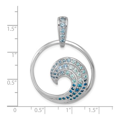 Sterling Silver CZ Wave Pendant – view 6