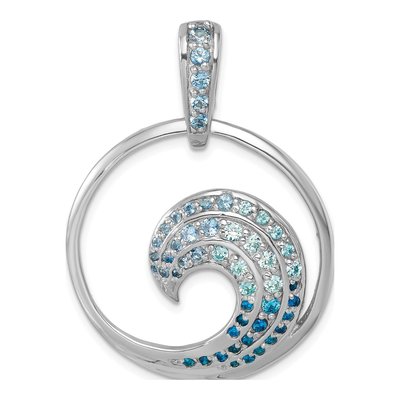 Sterling Silver CZ Wave Pendant