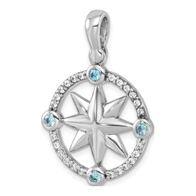 Sterling Silver CZ Compass Pendant – view 5