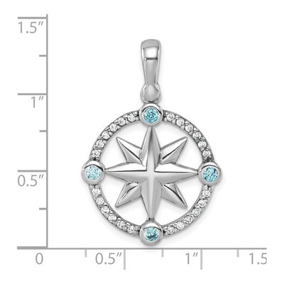 Sterling Silver CZ Compass Pendant – view 6