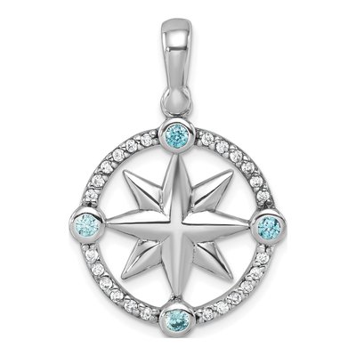 Sterling Silver CZ Compass Pendant