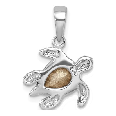 Sterling Silver Crystal Turtle Pendant – view 4