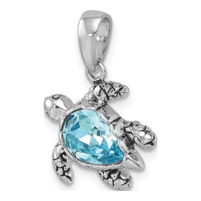 Sterling Silver Crystal Turtle Pendant – view 5