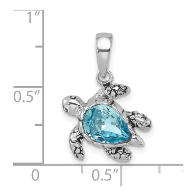 Sterling Silver Crystal Turtle Pendant – view 6