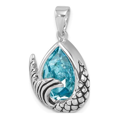 Sterling Silver Crystal Mermaid Tail Pendant – view 5