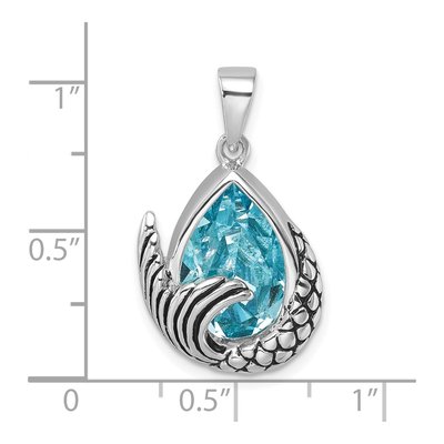 Sterling Silver Crystal Mermaid Tail Pendant – view 6
