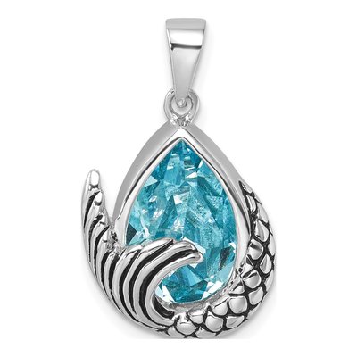 Sterling Silver Crystal Mermaid Tail Pendant