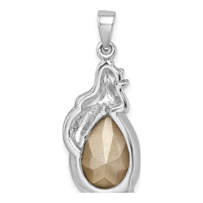 Sterling Silver Crystal Mermaid Pendant – view 4