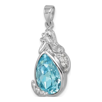 Sterling Silver Crystal Mermaid Pendant – view 5