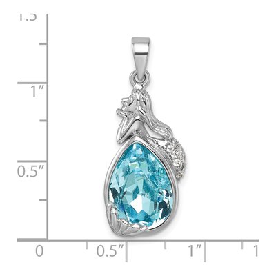 Sterling Silver Crystal Mermaid Pendant – view 6