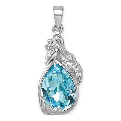 Sterling Silver Crystal Mermaid Pendant