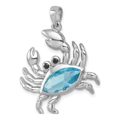 Sterling Silver CZ & Crystal Crab Pendant – view 5