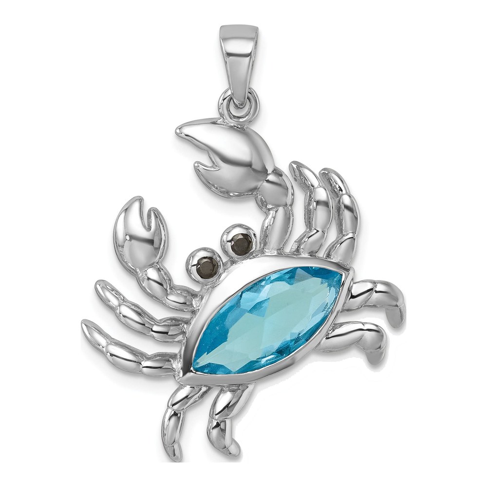 Sterling Silver Rhodium-Plated Polished Cz Crab Pendant