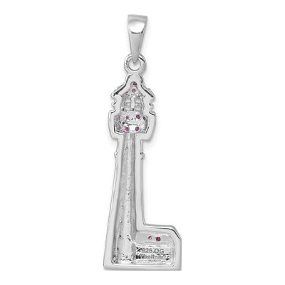 Sterling Silver CZ Cape May Lighthouse Pendant – view 4