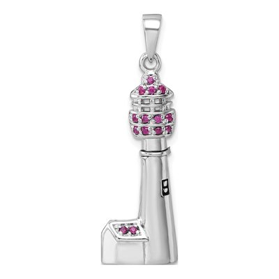 Sterling Silver CZ Cape May Lighthouse Pendant