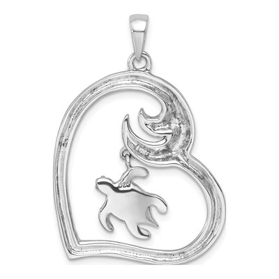Sterling Silver Crystal Turtle Heart Pendant – view 4