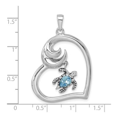 Sterling Silver Crystal Turtle Heart Pendant – view 6