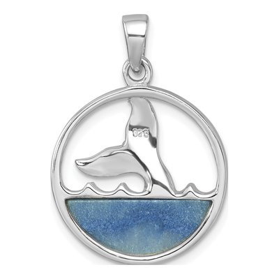 Sterling Silver Blue Aventurine Whale's Tail Pendant – view 4