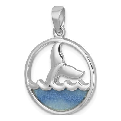 Sterling Silver Blue Aventurine Whale's Tail Pendant – view 5