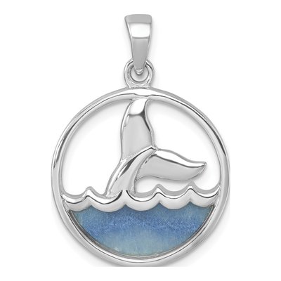 Sterling Silver Blue Aventurine Whale's Tail Pendant