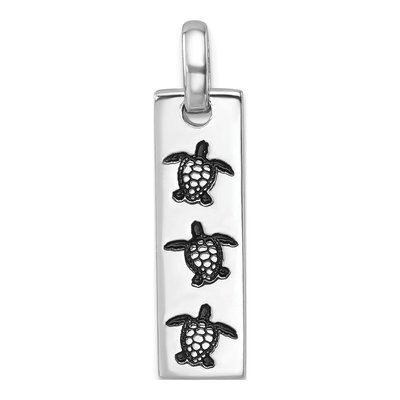 Sterling Silver Swimming Turtles Pendant