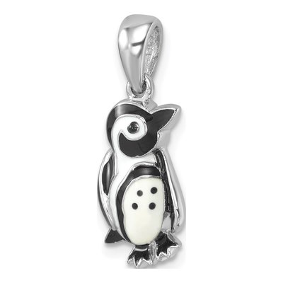 Sterling Silver Enamel Penguin Pendant – view 5