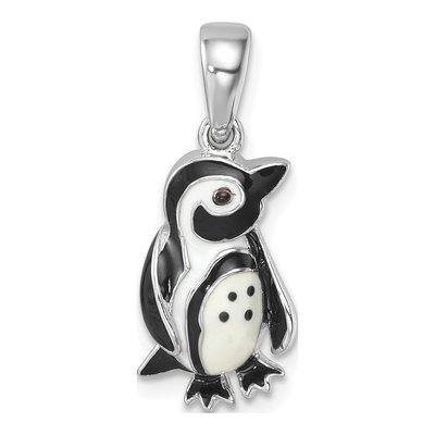 Sterling Silver Enamel Penguin Pendant