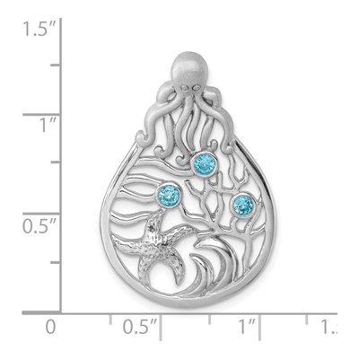 Sterling Silver Crystal Octopus Starfish Sea Scene Pendant – view 6