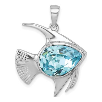 Sterling Silver Crystal Angel Fish Pendant