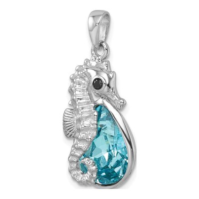 Sterling Silver Crystal Seahorse Pendant – view 5