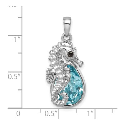 Sterling Silver Crystal Seahorse Pendant – view 6