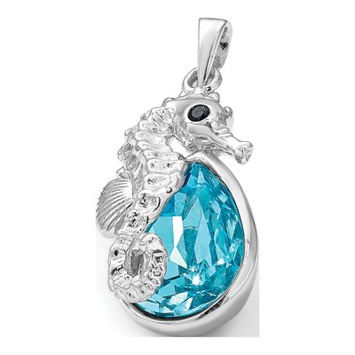 Sterling Silver Crystal Seahorse Pendant – view 7