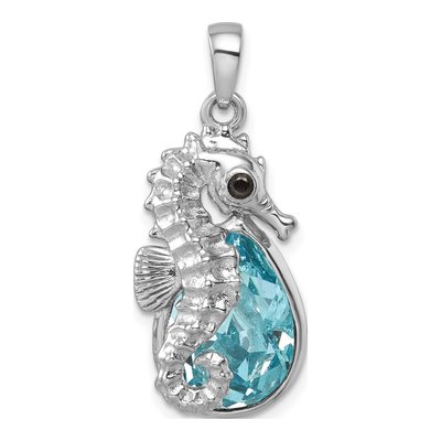 Sterling Silver Crystal Seahorse Pendant