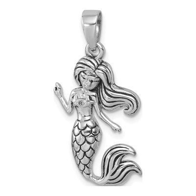 Sterling Silver CZ Mermaid Pendant – view 5
