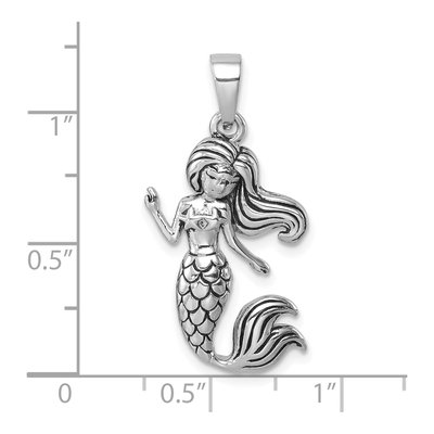 Sterling Silver CZ Mermaid Pendant – view 6