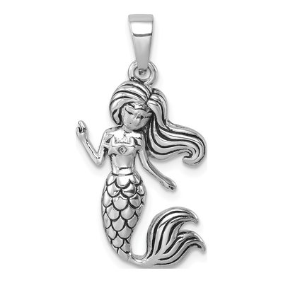Sterling Silver CZ Mermaid Pendant