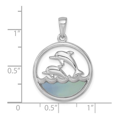 Sterling Silver Agate Double Dolphin Pendant – view 6