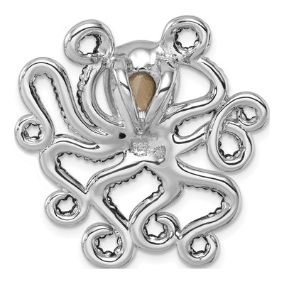 Sterling Silver Crystal Octopus Slide Pendant – view 4