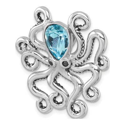 Sterling Silver Crystal Octopus Slide Pendant – view 5
