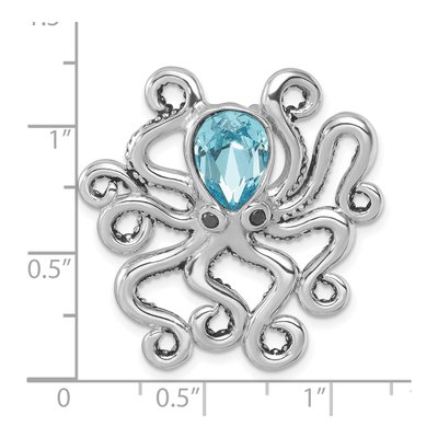 Sterling Silver Crystal Octopus Slide Pendant – view 6