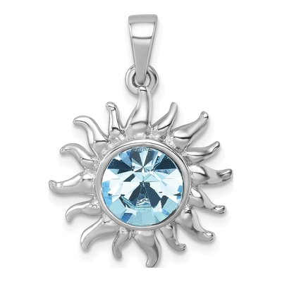 Sterling Silver Crystal Sun Pendant