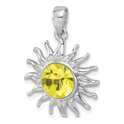 Sterling Silver Crystal Sun Pendant – view 5