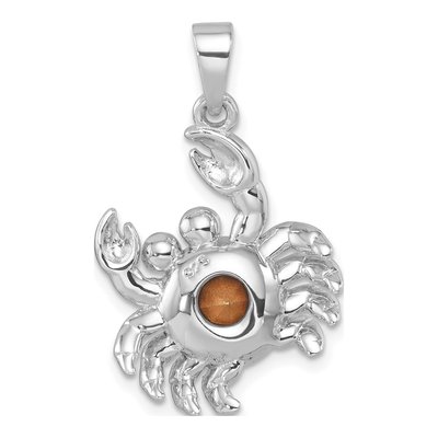 Sterling Silver Crystal Crab Pendant – view 4