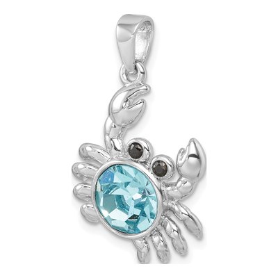 Sterling Silver Crystal Crab Pendant – view 5