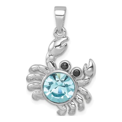 Sterling Silver Crystal Crab Pendant