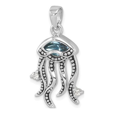 Sterling Silver Crystal Jellyfish Pendant – view 5