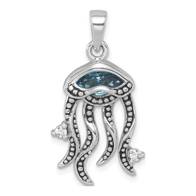 Sterling Silver Crystal Jellyfish Pendant