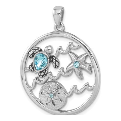 Sterling Silver Crystal Sealife Pendant – view 5