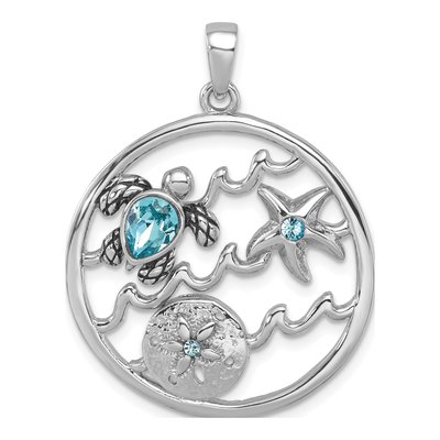 Sterling Silver Crystal Sealife Pendant